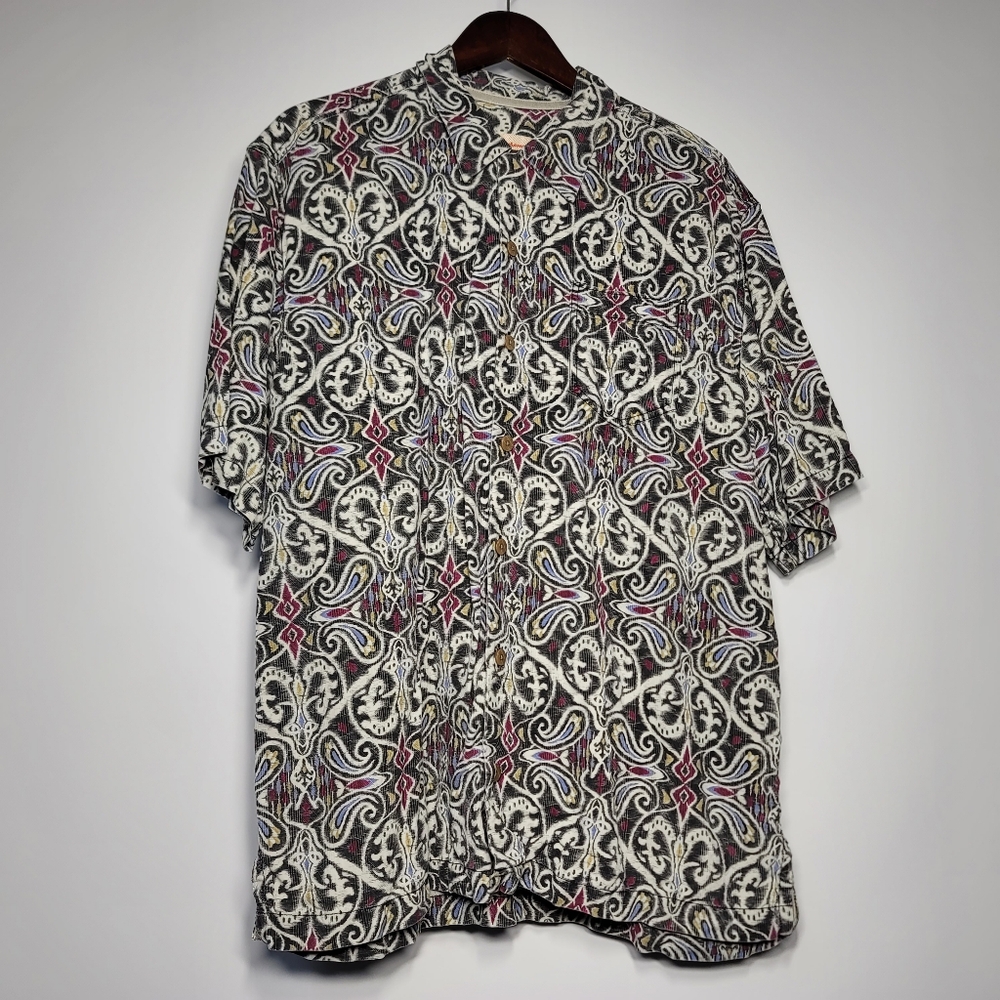 Tommy Bahama‎ Short Sleeve Button Up Shirt Size Large 100% Silk
